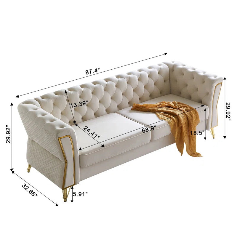 Ilean 87.4'' Velvet Sofa
